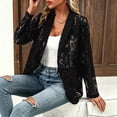 thumbnail image 5 of Womens Sheer Mesh Jackets Long Sleeve Lace Lapel Open Front Lightweight Loose Fit Office Casual Blazer Suit Coat Cardigans Black L, 5 of 5