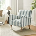 thumbnail image 6 of Stripe Armchair Upholstered Wooden Legs Accent Chair for Home Living Room Bedroom Adult Blue Stripe, 6 of 9
