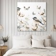 thumbnail image 4 of Butterfly Flower Wall Art Painting on Canvas, Cotton Rustic Watercolor Leaf Floral Canvas Art Home Prints Wall Art Framed Modern Artwork for Living Room Bedroom Wall Decor 16x16in, 4 of 9