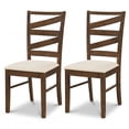 thumbnail image 1 of Gymax Dining Chairs Set of 2 w/ Tall Backrests Linen Fabric Upholstered Seats Brown & Beige, 1 of 7