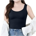 thumbnail image 6 of Gfyviroh Tank Tops for Women Seamless Plus Size Chest Padded Undershirts Crewneck Sleeveless Pleated Loungewear Tops, 6 of 8