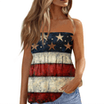 thumbnail image 2 of 4th of July Patriotic Print Tube Tops Women Elastic Trim Strapless Vintage Blouse 250th Anniversary Off The Shoulder Tee, 2 of 5