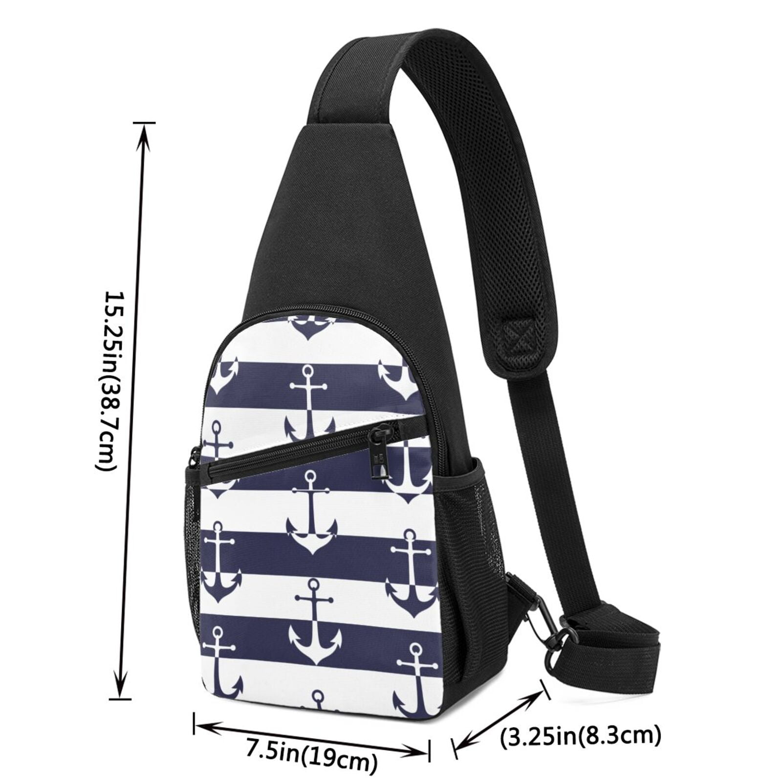 Xecao's Anchors Print Sling Bag: A Versatile Chest, Shoulder, and Crossbody Backpack for Casual Days Out, Perfect for Both Men and Women