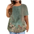 thumbnail image 3 of Patlollav Plus Size Tops For Women Trendy Floral Print Short Sleeve Tshirt Lightweight Crewneck Tee Shirts Casual Loose Pullover Tee, 3 of 6