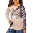 thumbnail image 4 of POLERO American Shorthair Cat Girls Long Sleeve Shirts 2 Pack Yellow Casual Lightweight Layering Tops 13-14 Years Slim Fit Crewneck Casual Undershirts, 4 of 6