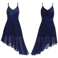 thumbnail image 3 of Miutii Womens Lyrical Dance Dress Sleeveless Asymmetrical High-Low Skirt Modern Contemporary Dance Navy_Blue M, 3 of 8