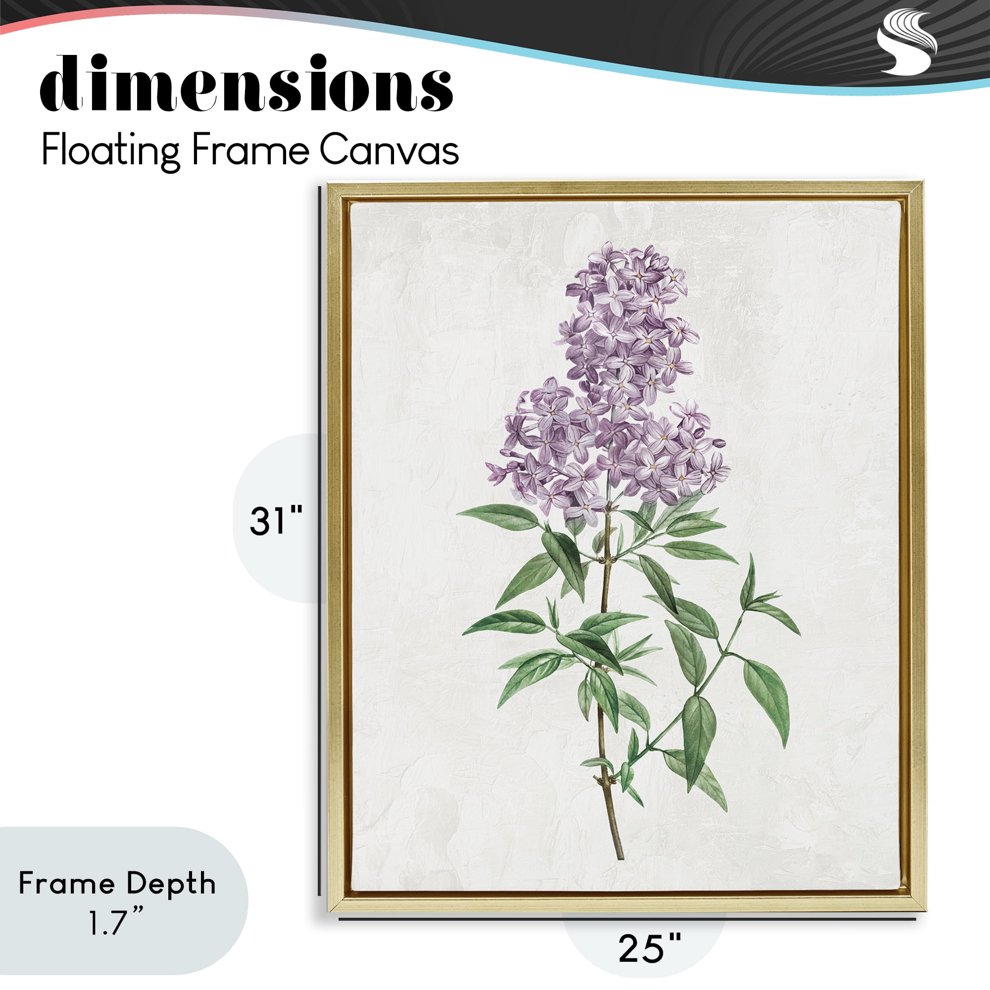 Stupell Industries Lilac Blossoms Blooms Gold Framed Floater Canvas Wall Art, design by Kim Allen