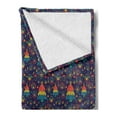 thumbnail image 2 of Christmas Soft Flannel Fleece Blanket, Cheerful Holiday Theme Pine Trees Ornaments Pattern on Dark Background, Cozy Plush for Indoor and Outdoor Use, 70" x 90", Quartz and Multicolor, by Ambesonne, 2 of 5