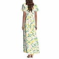thumbnail image 4 of vigerkar Womens 2025 Summer Casual V Neck Boho Maxi Dress Flowy Aline Short Sleeve Tiered Floral Dresses Yellow, S, 4 of 7