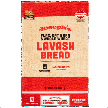 Joseph's Low Net Carb Flax Lavash Bread, 1 Pack, 4 Count, 9oz (Pack of 4)