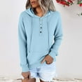 thumbnail image 2 of ManxiVoo Ladies Slim Fit Button Detail Hooded Sweatshirt for Autumn and Winter Comfort Wear XXXXL Size Light Blue, 2 of 9