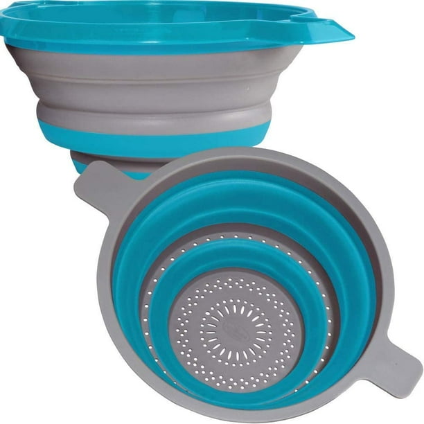 Kitchen Maestro Collapsible Silicone Colander and Strainer Set of 2