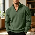 thumbnail image 4 of Nmnitkp Mens Sweatshirt Solid Corduroy Stand Collar Half Zip Long Sleeve Plus Size Pullover Loose Fit Chest Pocket Casual Layering Top for Fall Winter Office Daily Travel Weekend Wear Army Green,S, 4 of 9