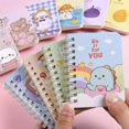 thumbnail image 4 of 4pcs Adorable Cartoon Spiral Notebooks - Compact, Thick Pages With Side Flip Binding - Ideal Mini Pocket Notepads For Students & Back To School - Chic Stationery Gift Set, 4 of 5