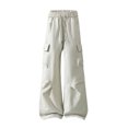 thumbnail image 4 of Iyufng Men's Drawstring Elastic Waist Casual Wide Leg Outdoor Cargo Pants with Button Flap Pocket, 4 of 7