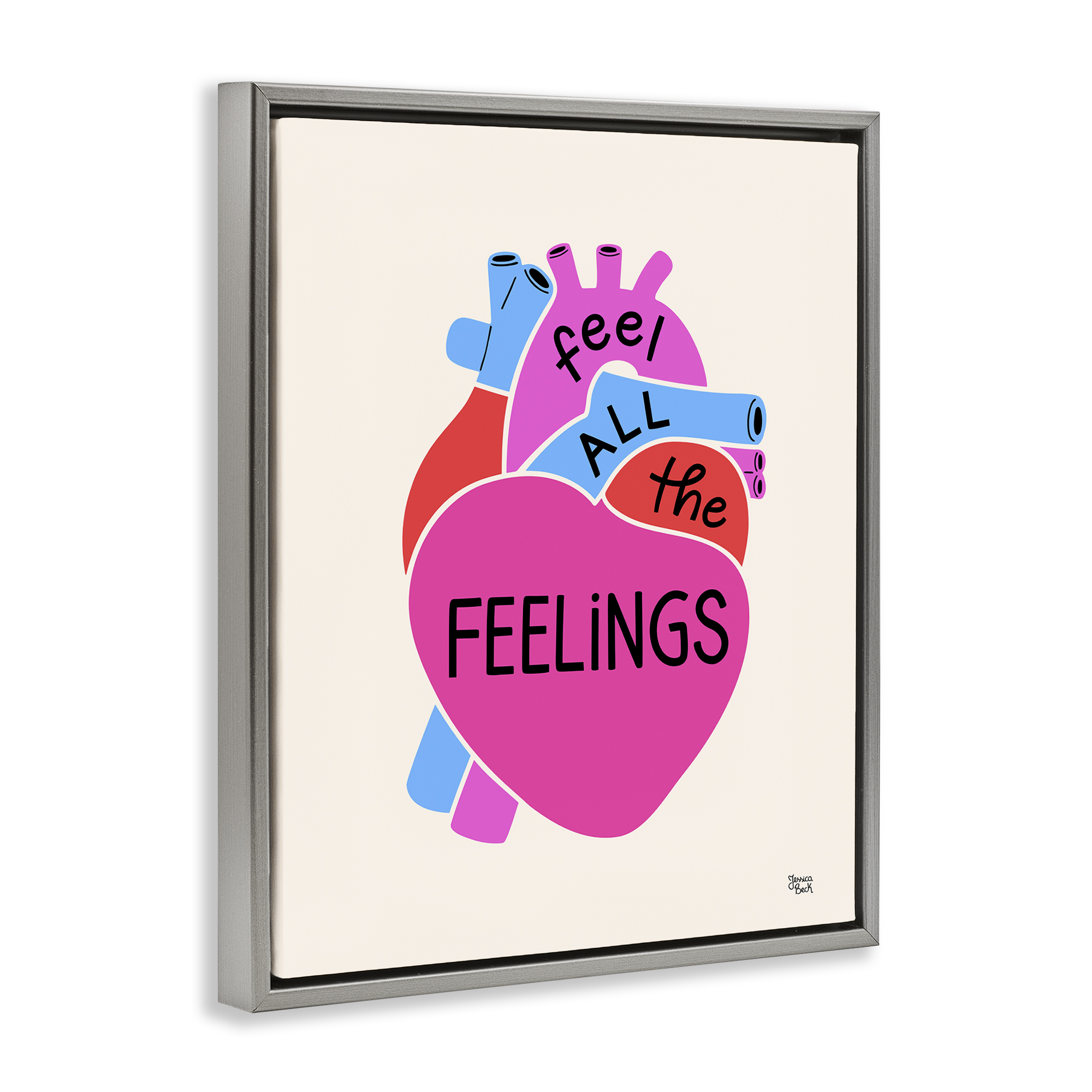 Stupell Industries Feel All The Feelings Text & Numbers Painting Gray Floater Framed Canvas Art Print Wall Art, 17 x 21
