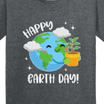 thumbnail image 4 of Inktastic Happy Earth Day Cute Smiling Planet Earth with Tree Youth T-Shirt, 4 of 5