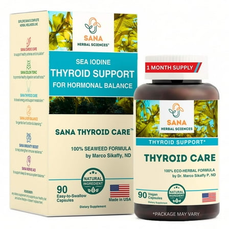 Sea Iodine Organic Kelp Supplement for Thyroid Support and Hypothyroidism | 210 mcg Seaweed Iodine Daily | for Women and Men | Hormone Balance & Metabolic Efficiency