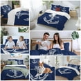 thumbnail image 6 of Nautical Duvet Cover Set Twin Size Anchor Rope Coastal Navy Blue Minimalist Soft Lightweight Comforter Covers 4 Piece Bedding Set with 1 Duvet Cover 1 Bed Sheet & 2 Pillow Shams, 6 of 8