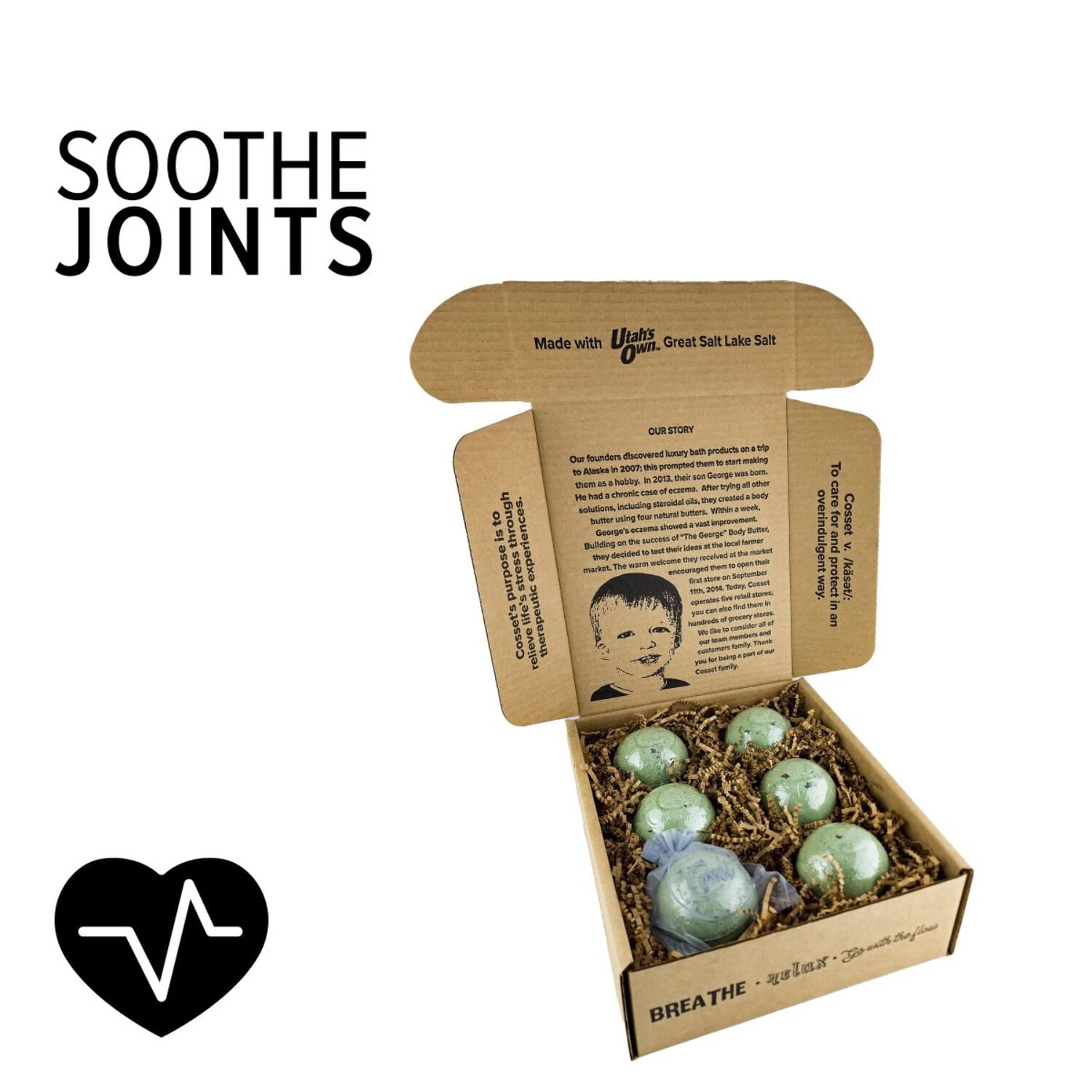 Cosset Therapy Bomb 6-Pack - Seaweed, Therapeutic Bath Bombs for Stiff Joints and Muscle Aches, 9.6oz Each