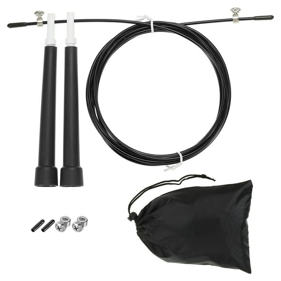 Unique Bargains Speed Jump Rope Adjustable Speed Skipping Rope with Storage Bag and Spare Parts Black
