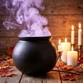 thumbnail image 2 of Halloween Light Up Purple Mist Smoking Witch Cauldron LED Fog Black Witch Pot Spooky Tabletop Ornament Atmospheric Props For Indoor Outdoor Fireplace Mantel Party Scene Decoration, 2 of 6