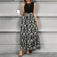 thumbnail image 2 of WTOBBY Women's Floral Print High Waist Fashionable Elegant Sleeveless Dress for Evening Parties and Special Occasions with Chic Design,Navy S, 2 of 4