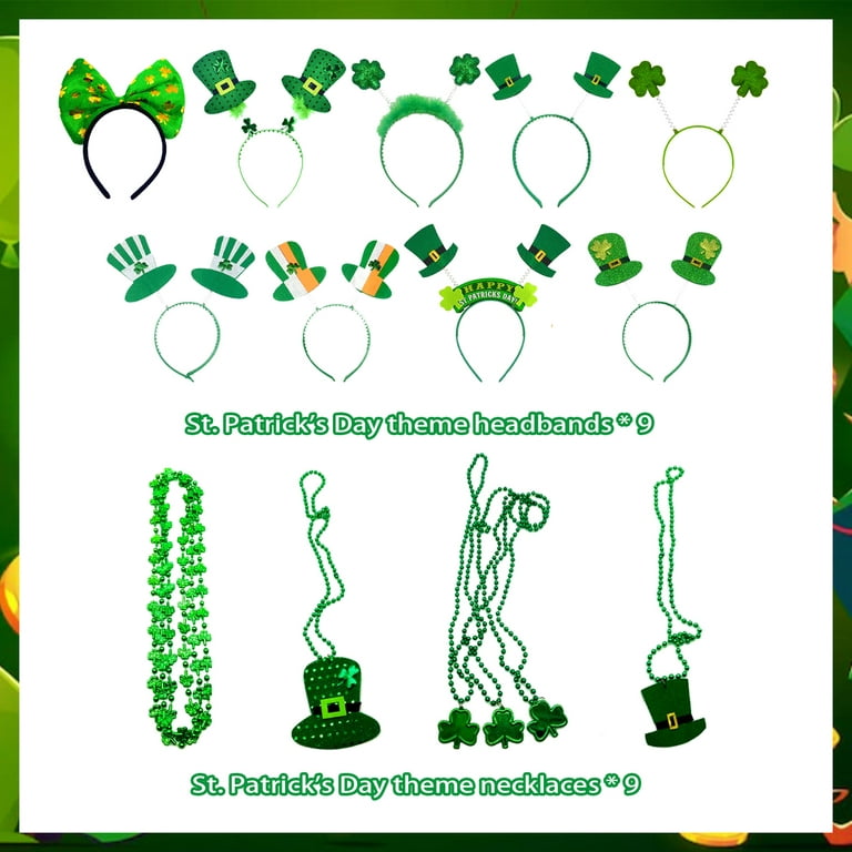 Bright Shiny Green Plastic Party Bead Necklace Mardi Gras St. Patrick's 32