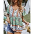 thumbnail image 3 of Camisa con estampado floral para mujer,Top informal floral con estampado floral en V para mujer Camisa floral con cuello en V para mujer Rendimiento inigualable, 3 of 6