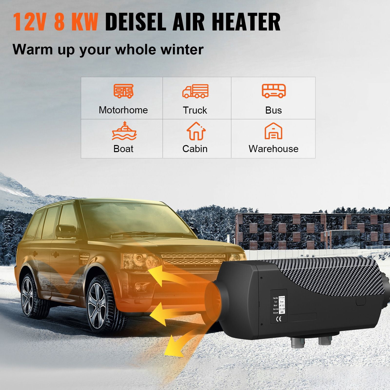 Diesel Parking Heater 12V, 8KW with Muffler & LCD Switch, Remote Control Air Heater for Vehicles, Motorhome, Camper