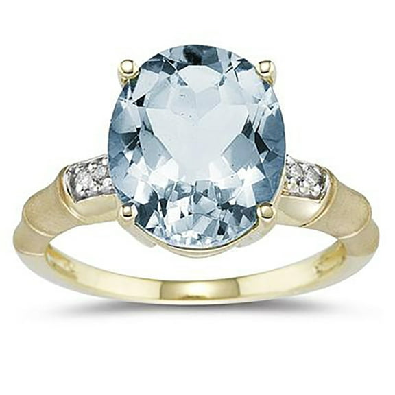 SZUL Women's 3.97 Carat Aquamarine and Diamond Ring in 14K Yellow Gold