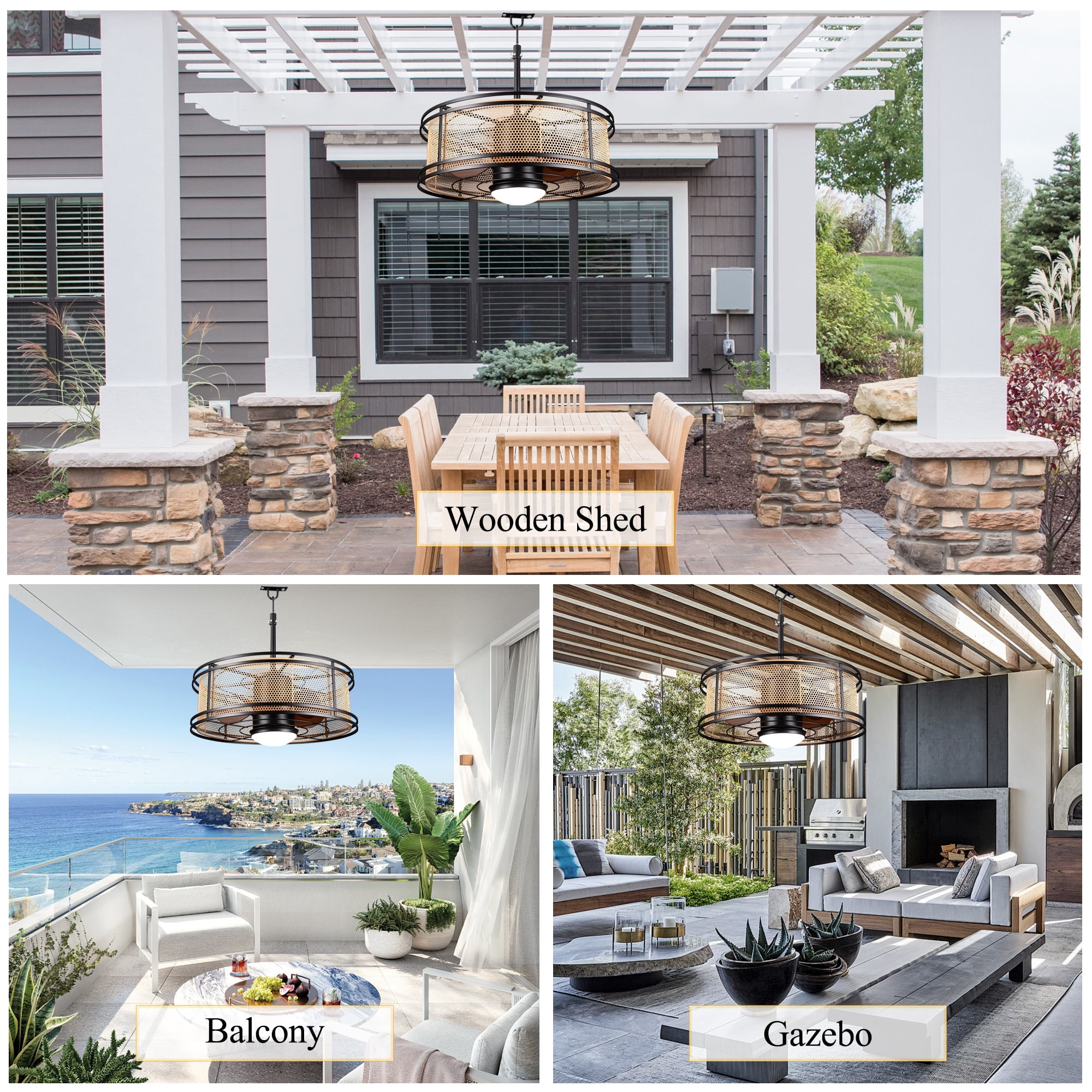 Chords Attic 24" 5-Blade Outdoor/Indoor Reversible Smart Ceiling Fan with LED Lights and Remote Control Included