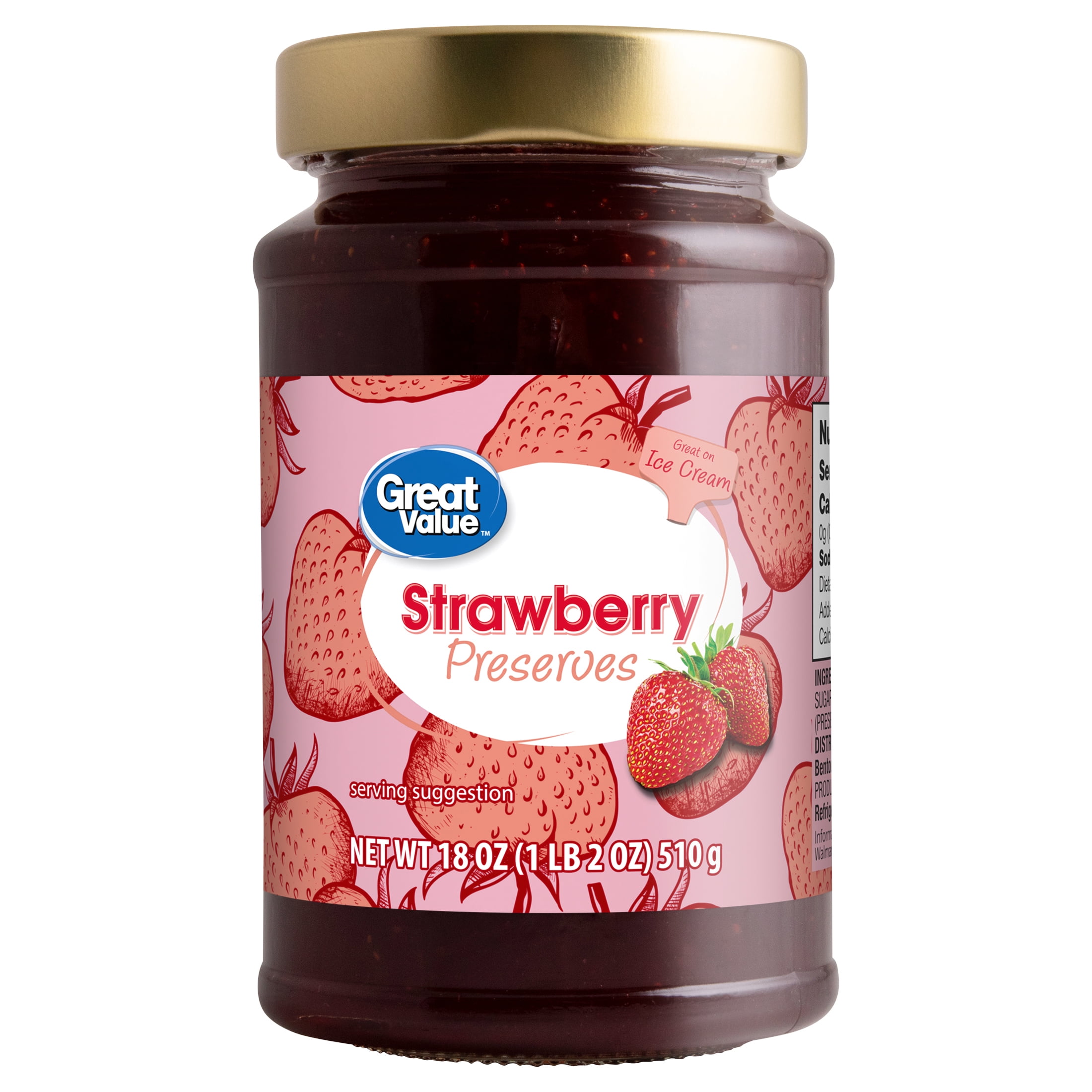 Great Value Strawberry Preserves, 18 oz