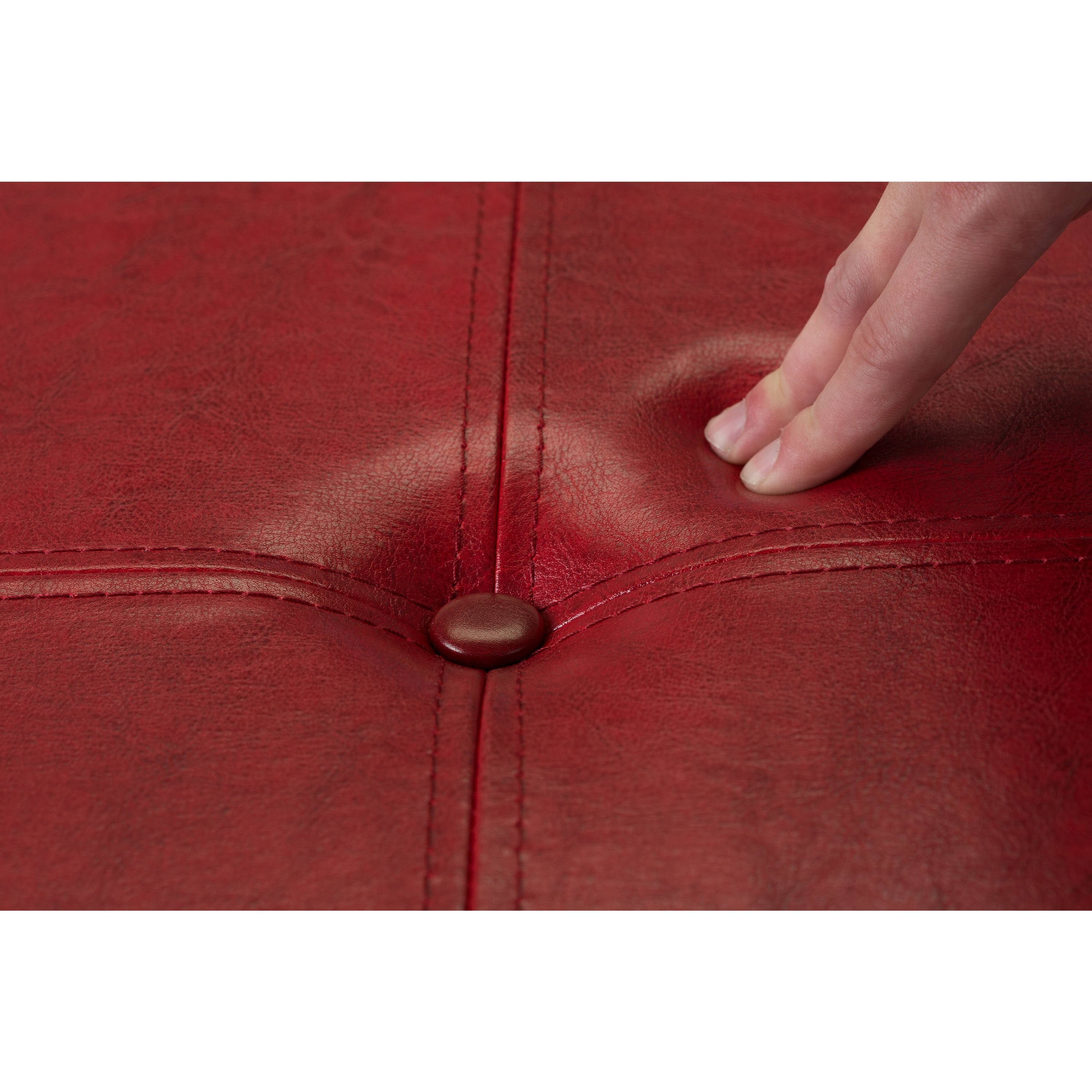 Simplify Faux Leather Folding Storage Ottoman Cube in Red