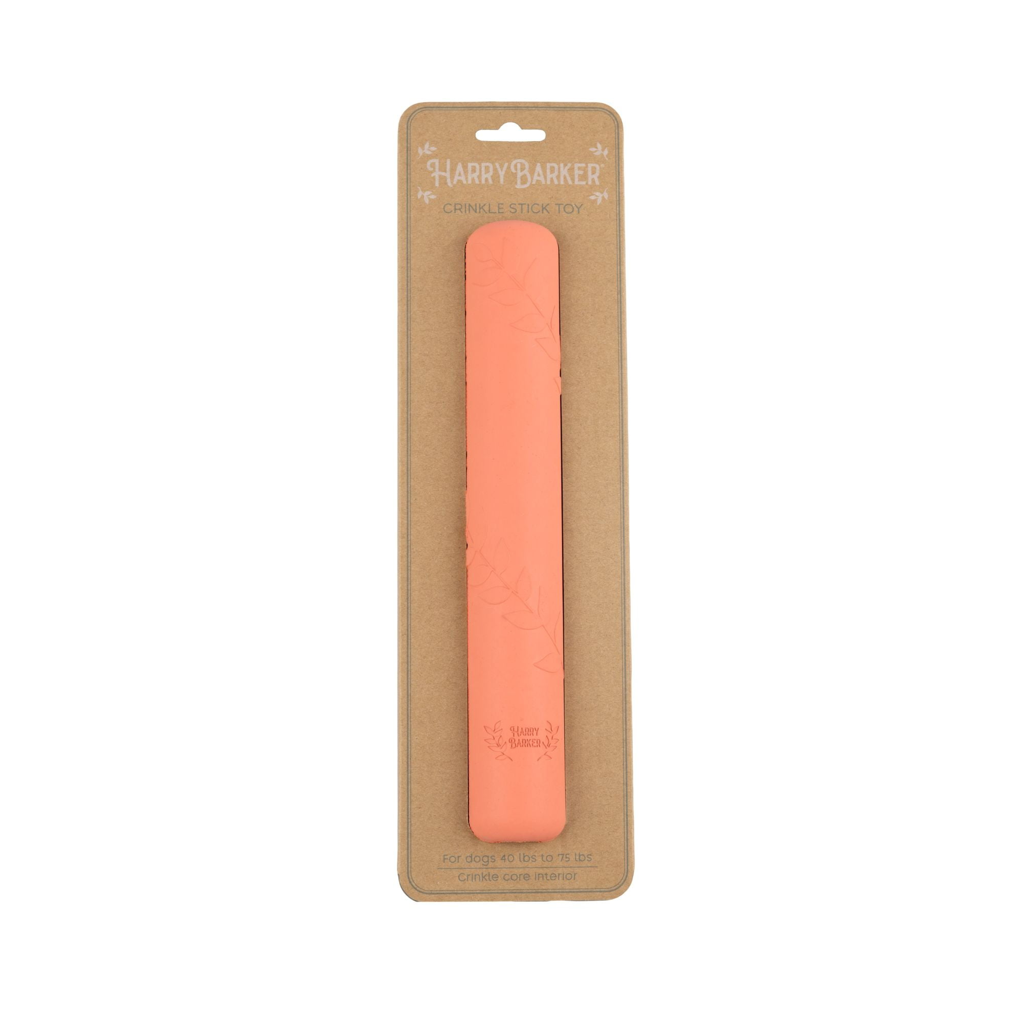 Harry Barker Durable All-Natural Rubber Crinkle Stick Dog Toy, Orange, O/S