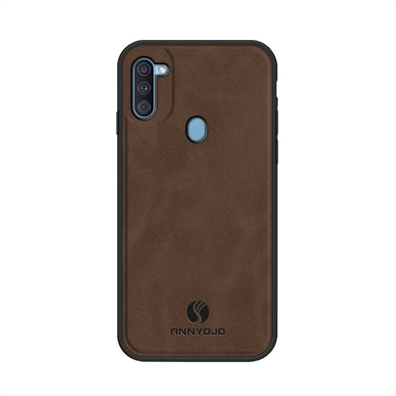 Dteck Luxury Retro Slim Back Phone Case for Samsung Galaxy A11,Military Grade Shockproof Portective PU Leather Soft TPU Bumper Cover for Magnetic Car Mount Holder,Brown