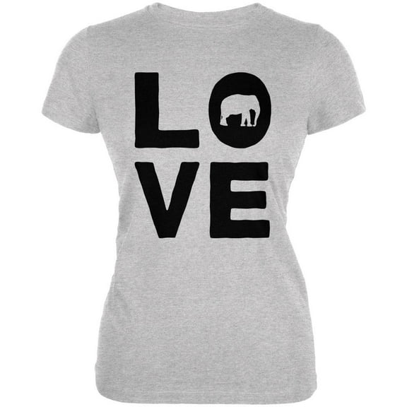 Elephant Love Juniors Soft T Shirt Heather 2XL