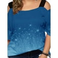 thumbnail image 3 of WISEFIN Women's Plus Size Beach Style Short Sleeve Cold Shoulder Loose T-Shirt Blouse, 3 of 3