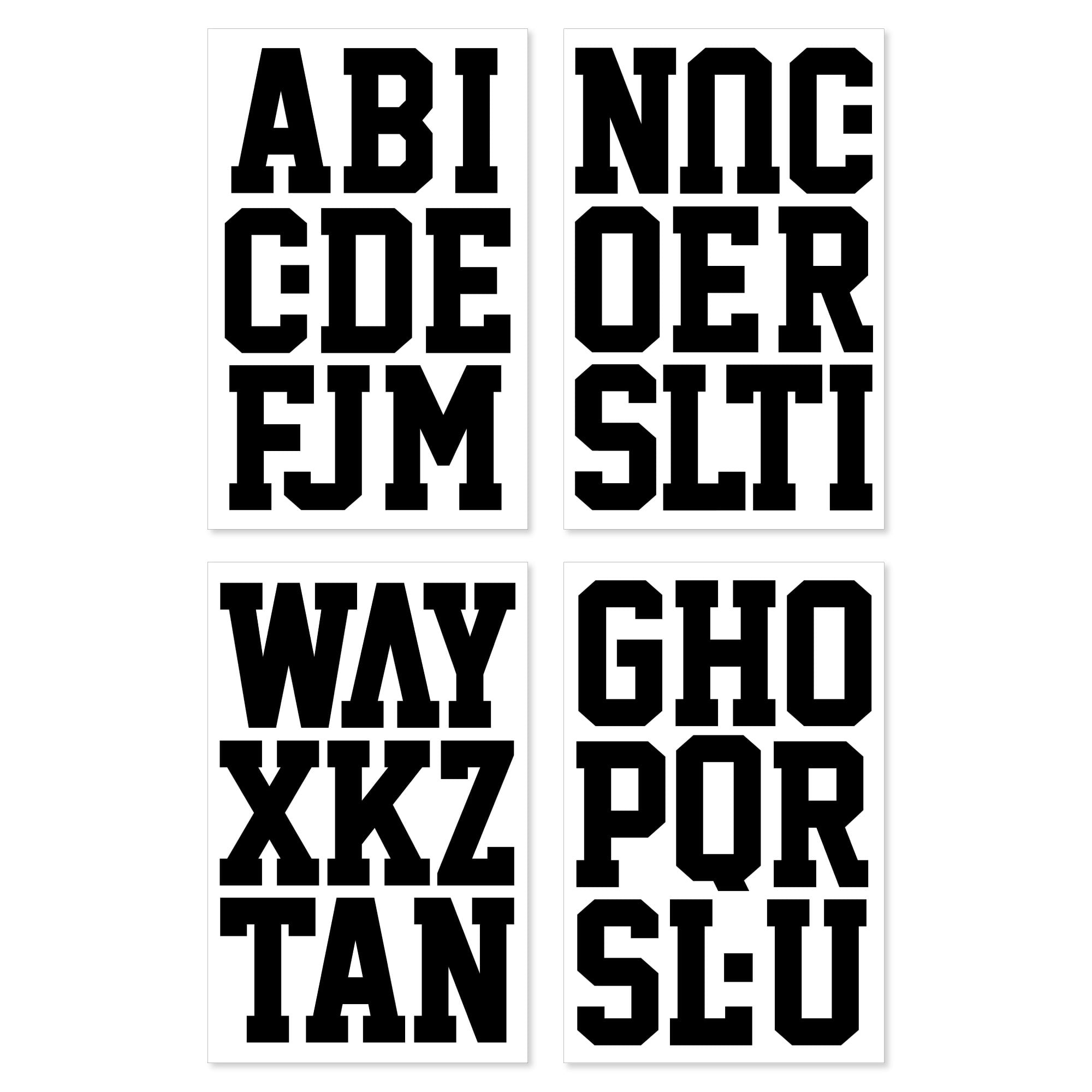 Hello Hobby 3 inch Polyvinyl Sport Iron-on Letters, Black, 4 Sheets