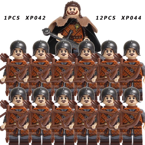 Blocs de Construction de Figurines Médiévales pour Enfants Jouets Éducatifs Groupe de Chevaliers Médiévaux Soldats Militaires Ensemble de 13 Pcs KT1073