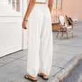 thumbnail image 7 of Womens Wide Leg Balloon Pants Casual Trendy Elastic Waist Wide Leg Harem Pants Baggy Pleated by Yigetop White M, 7 of 7