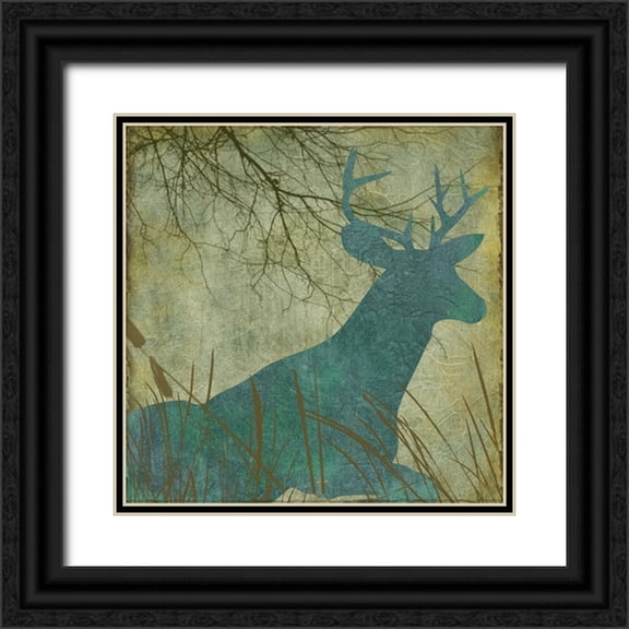 Sasha 12x12 Black Ornate Wood Framed with Double Matting Museum Art Print Titled - Winter Lodge II
