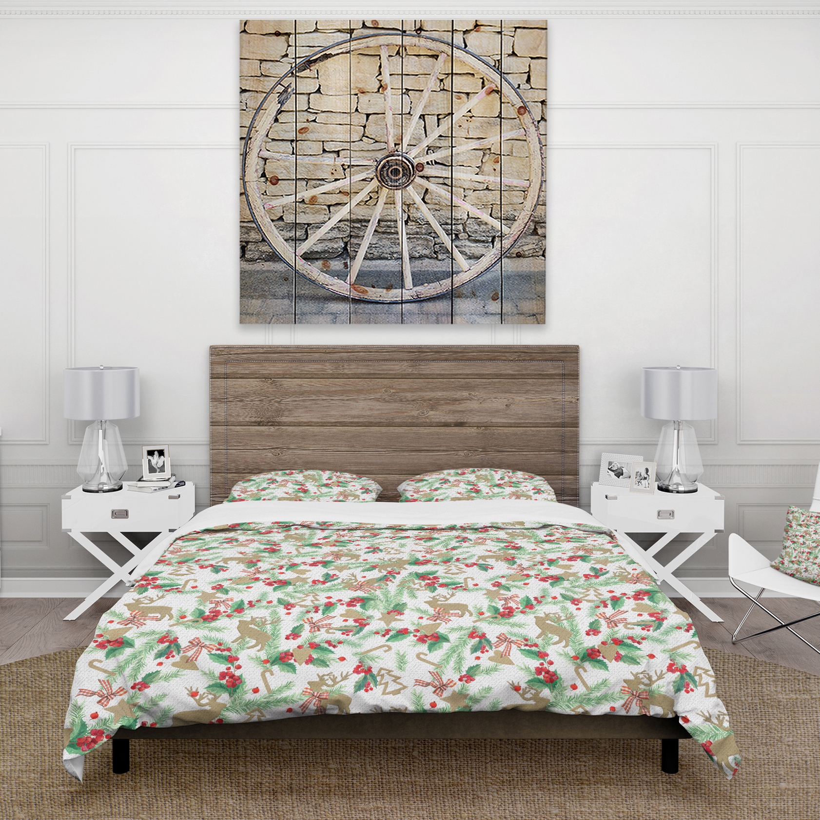 Designart 'Christmas Decoration in Illustration' Cabin & Lodge Duvet Cover Set