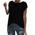 thumbnail image 2 of Tittly T Shirts for Women Spring Tops for Women Summer Casual Women's Short Sleeved V Neck Shirt Tshirts Shirts Basic Tees Black L, 2 of 4