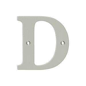 Deltana RL4D-15 4" Residential Letter D; Satin Nickel Finish