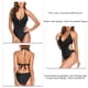 thumbnail image 5 of Traje de baño Traje de baño de una pieza con cintura expuesta y borlas halter de color puro para mujer Negro L, 5 of 5