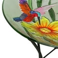 thumbnail image 2 of Alpine Corporation 18" Glass Birdbath w/ Colorful Flowers w/ Metal Stand, 2 of 5