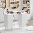 thumbnail image 2 of Gymax Manicure Table Nail Desk w/ Drawers Wrist Rest Metal Legs Nail Tech Station White, 2 of 10