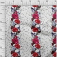 thumbnail image 2 of oneOone Polyester Lycra Red Fabric Floral & Skull Sewing Fabric By The Yard Printed Diy Clothing Sewing Supplies 56 Inch Wide, 2 of 4