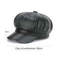 thumbnail image 7 of Cheers.US Women Girls Lady Beret Cap Faux Leather Adjustable Octagon Faux Leather Hats for Party Daily Dress, 7 of 7